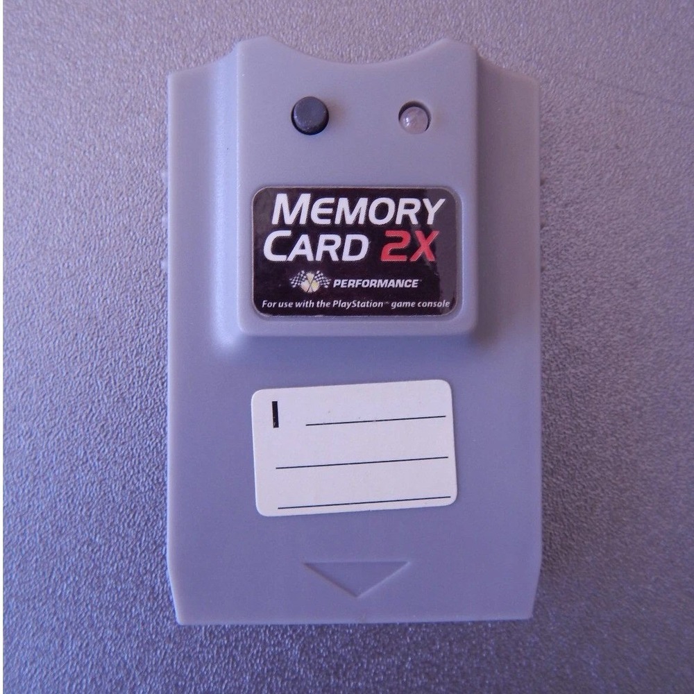 Performance Memory Card 2X for Sony PlayStation PS1 Grey Vintage Game Storage